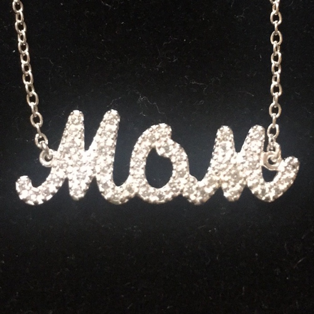 Avon Sterling Silver Mom Pave Necklace